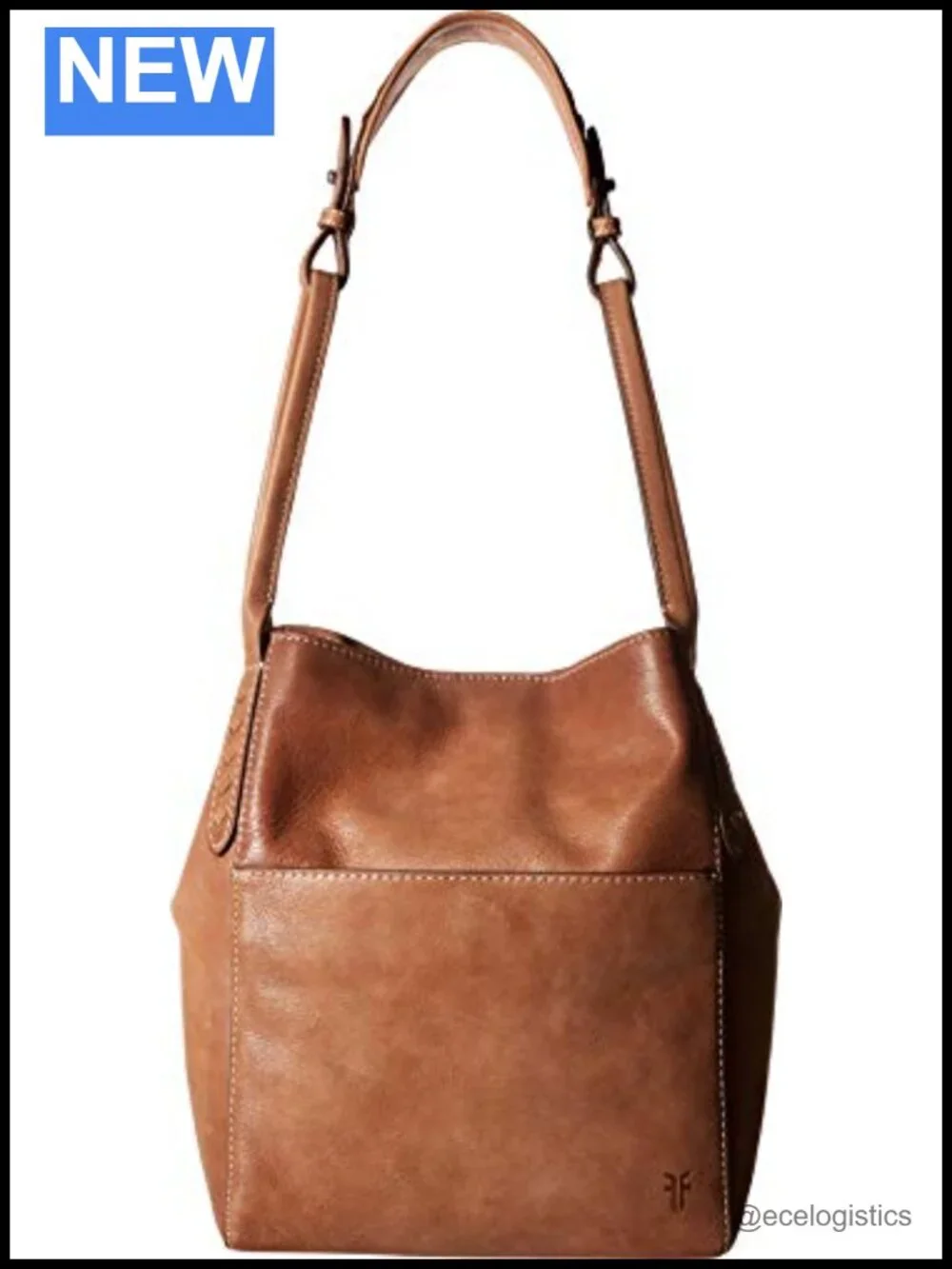 Genuine Leather Hobo Bag with Magnetic Closure - Tan